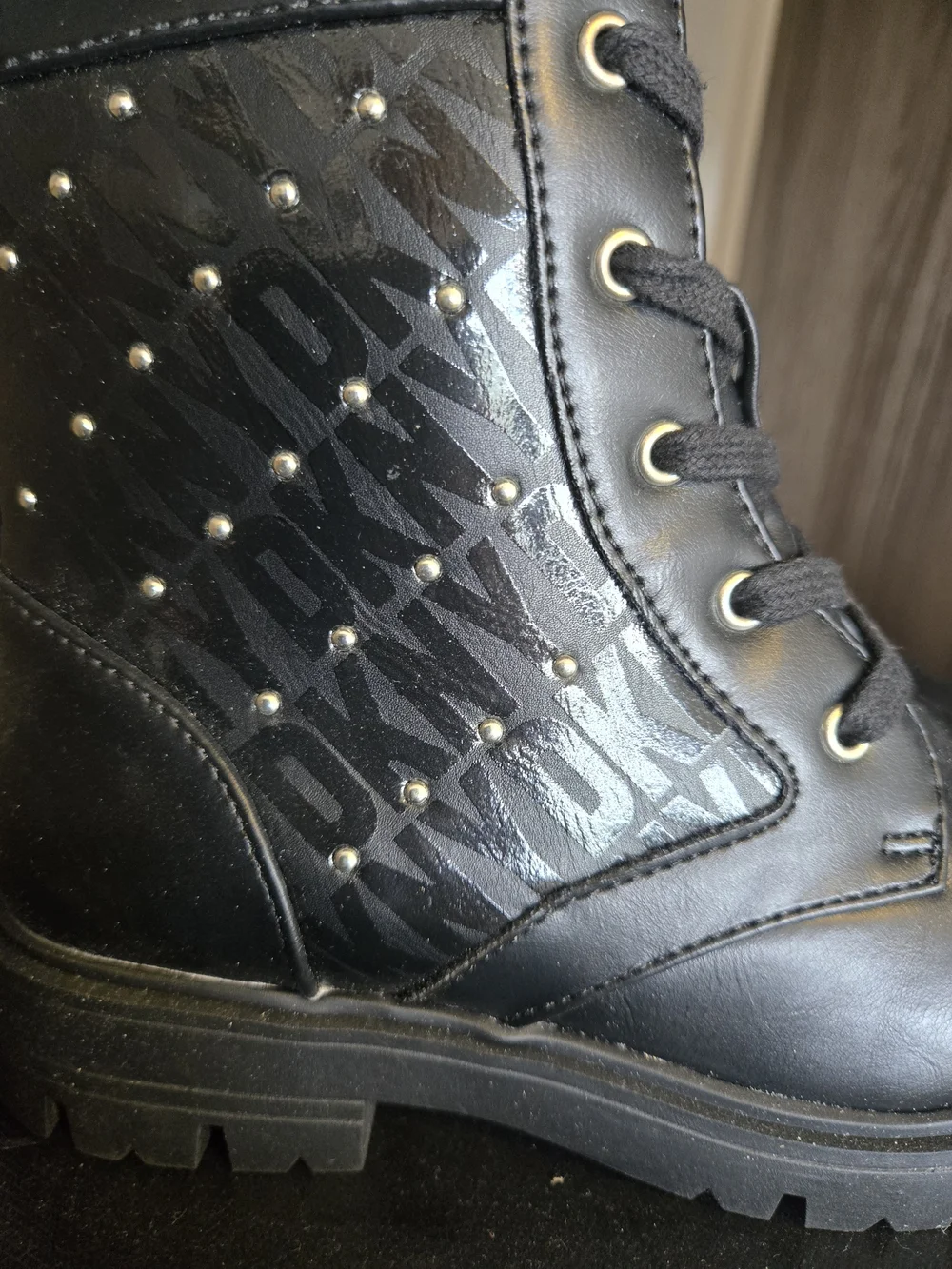 DKNY Black Studded Combat Boots